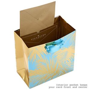 Hallmark Signature 7" Medium Gift Bag with Tissue Paper (Gold Palm Print) for Birthdays, Anniversaries, Weddings and More