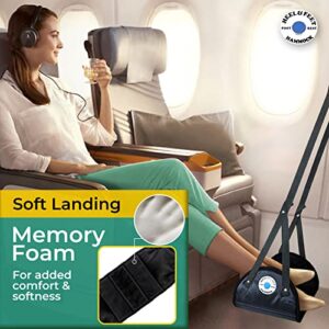 Heel & Feet Hammock Foot Rest (Memory Foam), Portable Desk Foot Hammock & Airplane Footrest, Essential Airplane Travel Accessories to Prevent Feet & Leg Pain, Cramping & Swelling