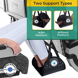 Heel & Feet Hammock Foot Rest (Memory Foam), Portable Desk Foot Hammock & Airplane Footrest, Essential Airplane Travel Accessories to Prevent Feet & Leg Pain, Cramping & Swelling