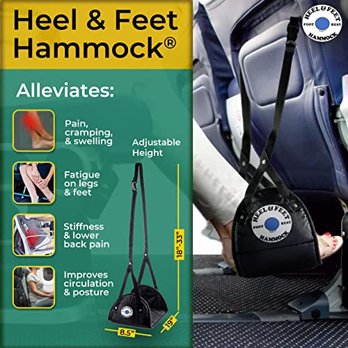 Heel & Feet Hammock Foot Rest (Memory Foam), Portable Desk Foot Hammock & Airplane Footrest, Essential Airplane Travel Accessories to Prevent Feet & Leg Pain, Cramping & Swelling