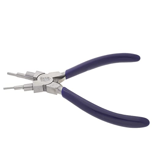 The Beadsmith Wire Bending Pliers - Consistently make up to 6 size loops & jump rings, 2-9mm - 5.75" long (160mm) - Polished Steel Head, Comfort Grip Handle, Tool for Jewelry Making