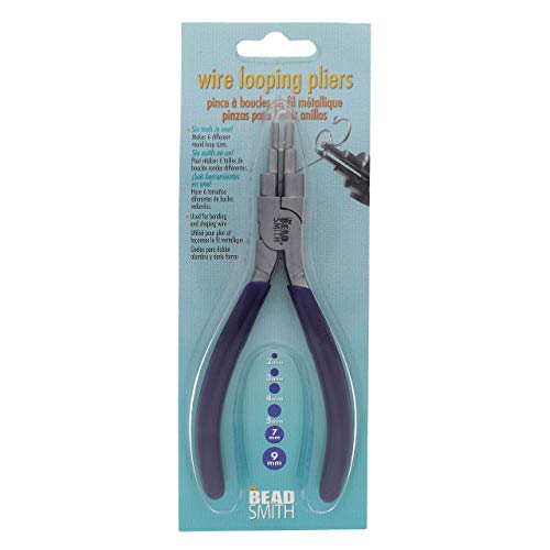 The Beadsmith Wire Bending Pliers - Consistently make up to 6 size loops & jump rings, 2-9mm - 5.75" long (160mm) - Polished Steel Head, Comfort Grip Handle, Tool for Jewelry Making