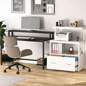 Tribesigns Lateral File Cabinet Modern Filing Cabinet with 1 Large Drawer, Printer Stand with 3 Open Storage Shelves for Home Office