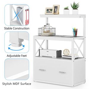 Tribesigns Lateral File Cabinet Modern Filing Cabinet with 1 Large Drawer, Printer Stand with 3 Open Storage Shelves for Home Office