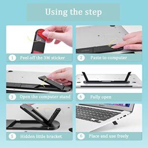 KVIFIVK Portable Laptop Stand Foldable Adjustable Height Ergonomic Design Lightweight Laptop  Suitable for Home. Office etc. Self-Adhesive (Black) 