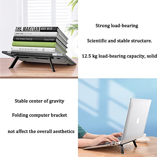 KVIFIVK Portable Laptop Stand Foldable Adjustable Height Ergonomic Design Lightweight Laptop  Suitable for Home. Office etc. Self-Adhesive (Black) 