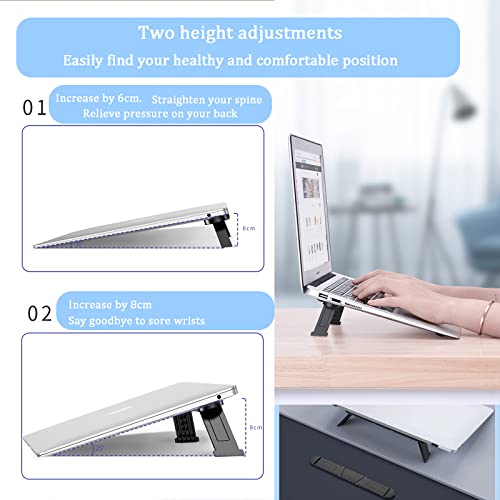 KVIFIVK Portable Laptop Stand Foldable Adjustable Height Ergonomic Design Lightweight Laptop  Suitable for Home. Office etc. Self-Adhesive (Black) 