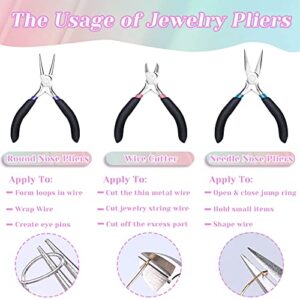 Jewelry Pliers Set, Paxcoo 3Pcs Jewelry Making Pliers Tools Kit includes Needle Nose Pliers, Round Nose Pliers, Wire Cutters for Jewelry Making Supplies, Wire Wrapping, DIY Crafts, Beading