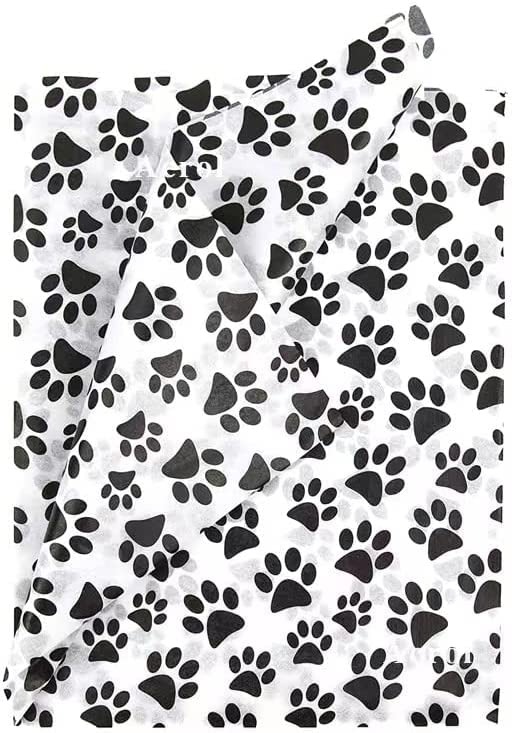 100 Sheets Paper Puppy Paws Gift Wrap Tissue for Gift Bags Wrapping Paper Rustic Art Holiday Wrapping Paper (Dog Paw)