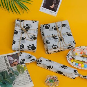 100 Sheets Paper Puppy Paws Gift Wrap Tissue for Gift Bags Wrapping Paper Rustic Art Holiday Wrapping Paper (Dog Paw)