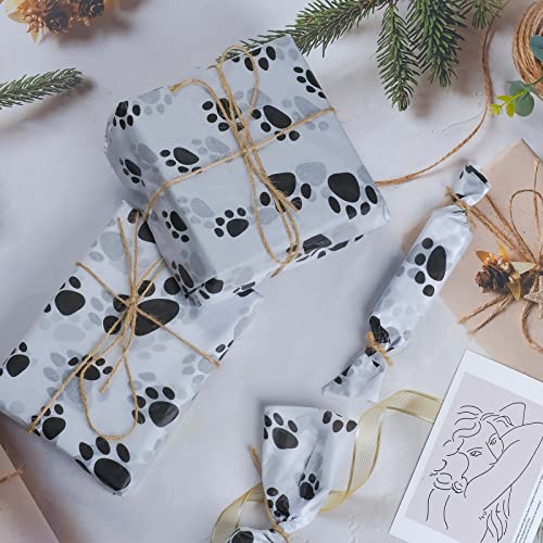 100 Sheets Paper Puppy Paws Gift Wrap Tissue for Gift Bags Wrapping Paper Rustic Art Holiday Wrapping Paper (Dog Paw)