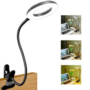 cyezcor clip on light reading lights， 48 led usb book clamp light , with 3 color modes 5 brightness ,eye protection desk lamp, 360 ° flexible gooseneck bed night light