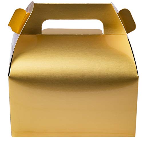 ONE MORE 25-Pack Gable Gold Candy Treat Boxes,Small Goodie Gift Boxes for Wedding and Birthday Party Favors Box 6.2 x 3.5 x 3.5 inch