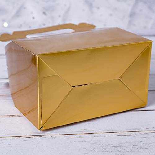 ONE MORE 25-Pack Gable Gold Candy Treat Boxes,Small Goodie Gift Boxes for Wedding and Birthday Party Favors Box 6.2 x 3.5 x 3.5 inch