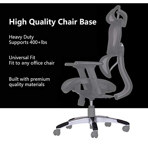 Duramont Office Chair Base Replacement - Heavy Duty Base To Replace Any Chair Bottom - Strong Aluminum Metal Legs Help Your Desk Chair Last a Lifetime - Universal Standard Size 28" Inch