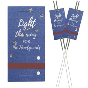 100pcs wedding send off sparkler tags, light the way for the newlyweds”foil stamped metallic sparkler sleeves with match striker strips for anniversary parties graduation birthday engagement event