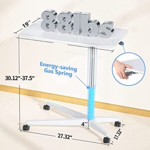 FURNINXS Mobile Standing Desk Height Adjustable Pneumatic Rolling Sit Stand Desk Small Laptop Desk Cart Riser Mobile Podium for Home Office & School