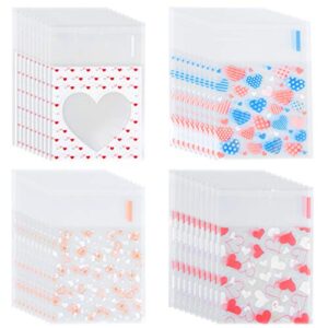 400pcs valentine cellophane bags love heart printed self adhesive cookie treat bags gift bags for valentine’s day party supplies 4 styles valentine’s day mother’s day