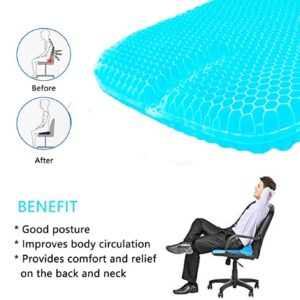 One To One Gel Seat Cushion for Office Chair, Super Breathable Honeycomb Design Comfort Support for Lower Back, Spine, Hips, Multi-Use Seat Cushion with 1 Non-Slip Cover