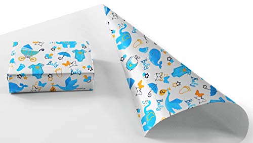 Gift Wrapping Paper 30" x 84" Sheet Vintage Style (Baby Boy)