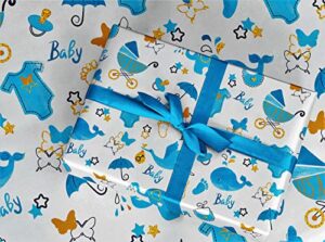 gift wrapping paper 30″ x 84″ sheet vintage style (baby boy)