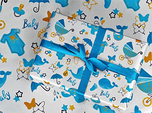 Gift Wrapping Paper 30" x 84" Sheet Vintage Style (Baby Boy)