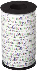 berwick 3801412 happy birthday printed curling ribbon, 3/8-inch wide by 250-yard spool, red/blue/green