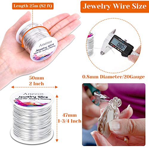 anezus 20 Gauge Jewelry Wire, Craft Wire Tarnish Resistant Copper Beading Wire for Jewelry Making Supplies and Crafting (Silver)