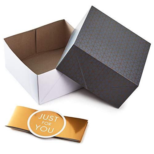 Hallmark Gift Boxes with Wrap Bands, Assorted Sizes (3-Pack: White, Gray, Navy) for Weddings, Graduations, Bridal Showers, Father's Day