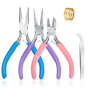3 pcs jewelry pliers set, jewelry making tools pliers kit, includes needle nose pliers/diagonal pliers/round nose pliers, wire cutters pliers for jewelry making wire wrapping beading crafts pliers