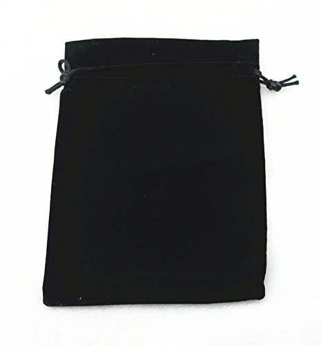 Pack of 25 Velvet Gift Bags Drawstring Jewelry Pouches Candy Bags Wedding Favors (6" X 4", Black)