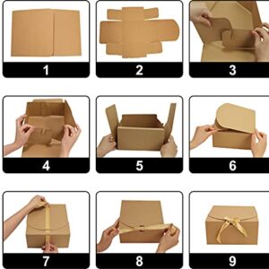 HUAPRINT Gift Boxes with Lids,Black Gift Boxes 8x8x4inches,Bridesmaid Proposal Box,12 Sets,Kraft Paper Gift Boxes for Wedding,Packaging,Present,Birthday,Cupcake Boxes,Crafting