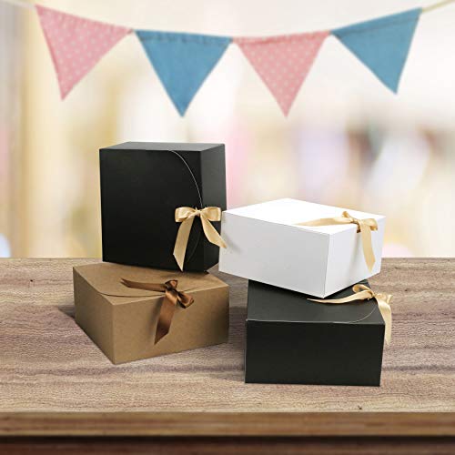 HUAPRINT Gift Boxes with Lids,Black Gift Boxes 8x8x4inches,Bridesmaid Proposal Box,12 Sets,Kraft Paper Gift Boxes for Wedding,Packaging,Present,Birthday,Cupcake Boxes,Crafting