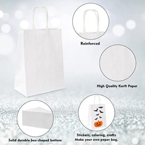 PAICUIKE White Kraft Paper Bags Gift Bags With Handle 10.6x4.3x8.3 100Pcs Party Favor Bags for Shopping Wedding,Baking Outer Bags,Birthday Party,Celebrations Gift Package