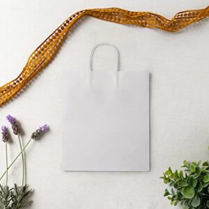 PAICUIKE White Kraft Paper Bags Gift Bags With Handle 10.6x4.3x8.3 100Pcs Party Favor Bags for Shopping Wedding,Baking Outer Bags,Birthday Party,Celebrations Gift Package