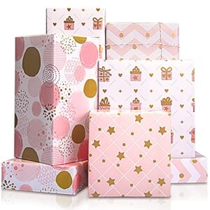 larcenciel gift wrapping paper, birthday wrapping paper for girl, metallic gold foil wrapping paper, pink gift wrap for birthday, valentines day, christmas, wedding, baby shower,4 sheets 27.5×19.6inch