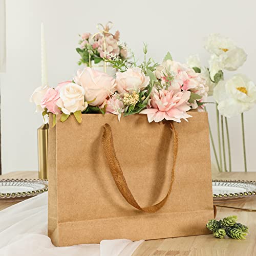 Moretoes 30Pcs Kraft Paper Bags Brown Gift Bags 10.6x3.1x8.3 with Handles Small Kraft Paper Bags Brown Paper Bags with Cloth Handles, Shopping Bags, Merchandise Bags, Party Bags, Wedding Party Bags