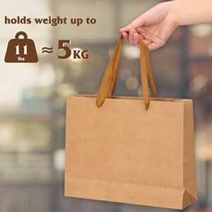 Moretoes 30Pcs Kraft Paper Bags Brown Gift Bags 10.6x3.1x8.3 with Handles Small Kraft Paper Bags Brown Paper Bags with Cloth Handles, Shopping Bags, Merchandise Bags, Party Bags, Wedding Party Bags