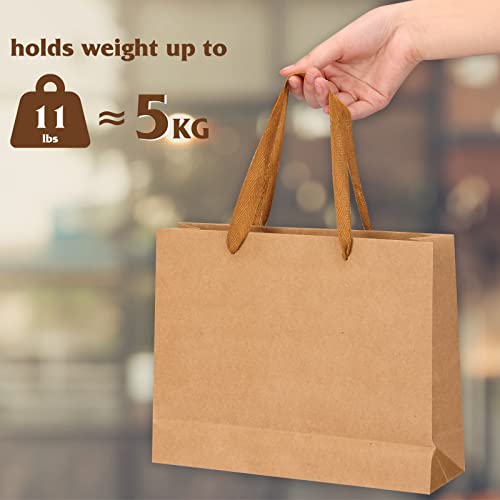 Moretoes 30Pcs Kraft Paper Bags Brown Gift Bags 10.6x3.1x8.3 with Handles Small Kraft Paper Bags Brown Paper Bags with Cloth Handles, Shopping Bags, Merchandise Bags, Party Bags, Wedding Party Bags