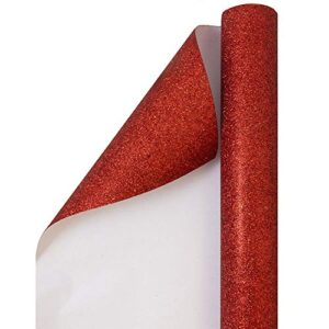 jam paper gift wrap – glitter wrapping paper – 25 sq ft – red glitter – roll sold individually
