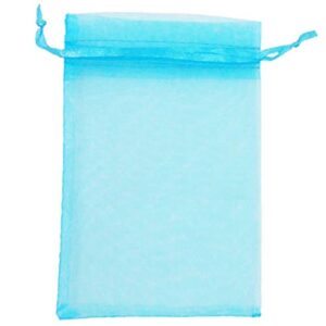 atcg 50pcs 8×12 inches large drawstring organza bags decoration festival wedding party favor gift candy toys makeup pouches (aqua blue)