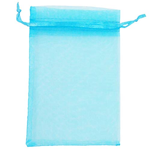 ATCG 50pcs 8x12 Inches Large Drawstring Organza Bags Decoration Festival Wedding Party Favor Gift Candy Toys Makeup Pouches (Aqua Blue)