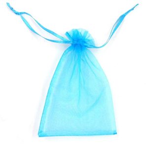 ATCG 50pcs 8x12 Inches Large Drawstring Organza Bags Decoration Festival Wedding Party Favor Gift Candy Toys Makeup Pouches (Aqua Blue)