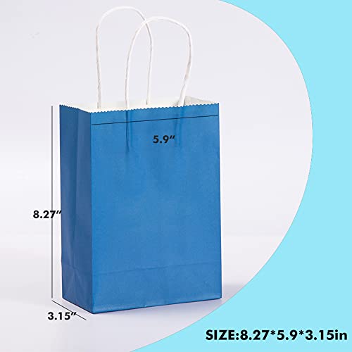 MIXMECY 24 Pack Bulk Party Favor Bags with Handle Small Medium Kraft Paper Cute Colored Gift Wrap Bags Assortment for Shopping Business Retail Goody