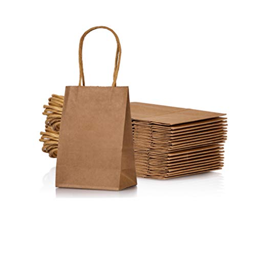 Mini Size Kraft Paper Bag with Handle Party Favours Bag 6x4.5x2.5 inch for Wedding Birthday Baby Shower Recycled Bag, Pack of 24