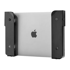 caszlution wall mount and under desk mount laptop holder, universal laptop storage bracket for devices up to 1.18″ thick macbooks, surface, keyboards, tablets & more (metal black)