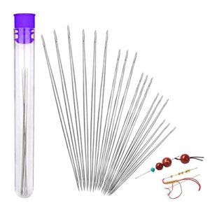 18 pieces beading needles, 6 sizes seed beads needles big eye beading needles collapsible beading needles set for jewelry making with needle bottle