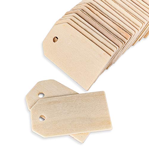 Blank Wooden Gift Tags Labels 2-1/4" x 1-1/4" for Present Party Bags, Wine Bottles, Arts & Crafts, Home Decoration (50 Tags)