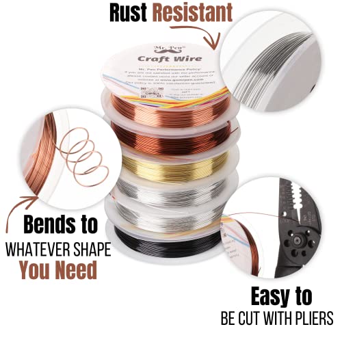 Mr. Pen- Beading Wire for Jewelry Making, 24 Gauge, 6 Rolls,19.6 Feet Each, Jewelry Wire, Wire for Jewelry Making, Beading Wire, Crafting Wire, Jewelry Making Wire, Bendable Wire