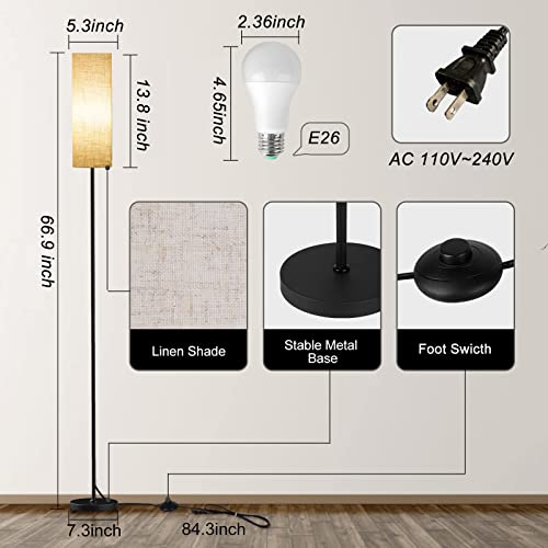 Nukanu RGB Floor Lamp,Smart Floor Lamp with Remote Control & APP,Linen LampShade Standing Lamp for Living Room Bedroom,Kids Floor Lamp for Game Room with DIY Mode